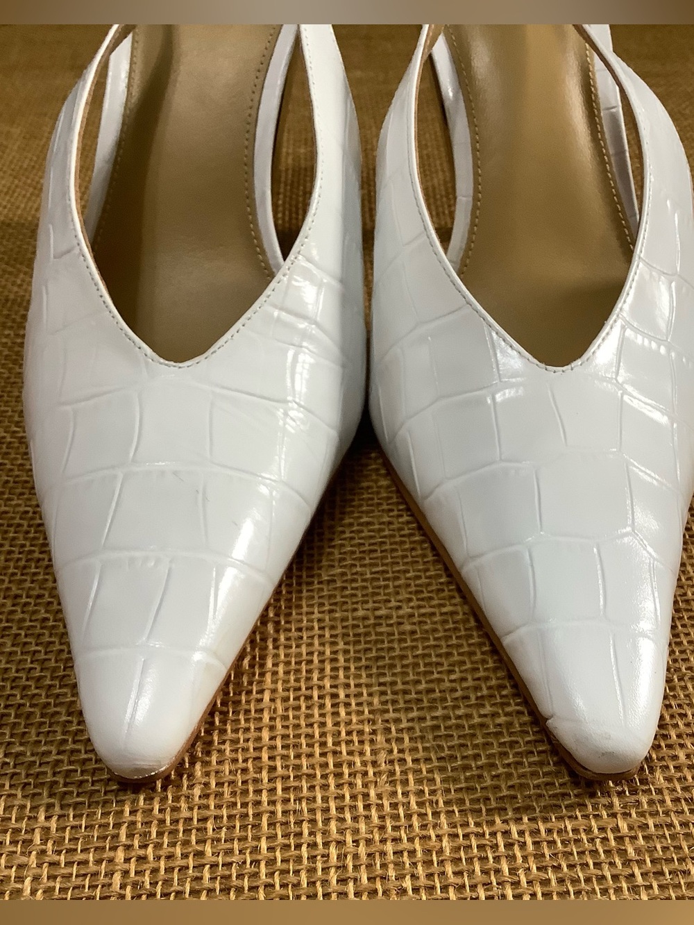 Michael Kors Electra Sling Pump Leather Optic White Size 8M - Picture 2 of 14
